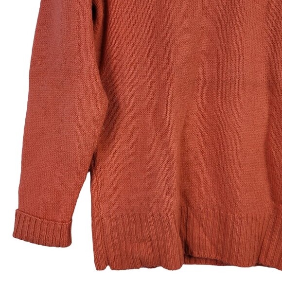 Ralph Lauren Chaps Mens Shetland Wool Sweater Orange Large Pullover Ribbed VTG - Picture 3 of 8